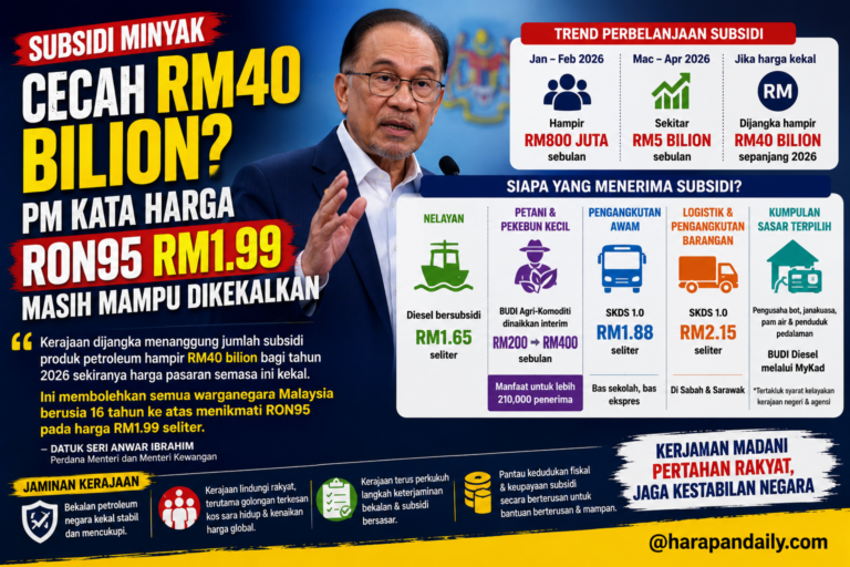 Subsidi cecah RM40 bilion? PM kata harga RON95 RM1.99 masih kekal