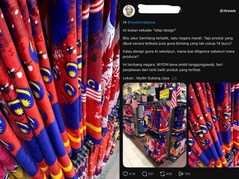 Kecoh pula bintang tak cukup bucu, Mydin hentikan serta-merta jualan tudung Jalur Gemilang