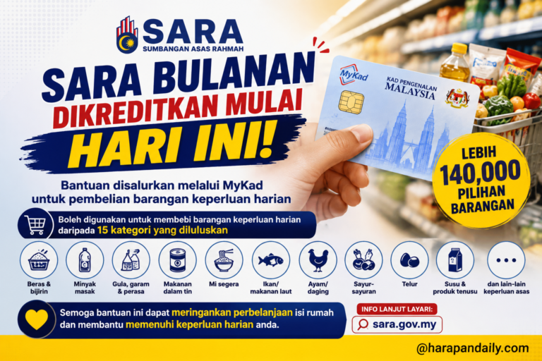 SARA masuk hari ini! Duit dalam MyKad dah boleh guna beli lebih 140,000 barangan