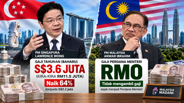 Di Malaysia PM tolak gaji, di Singapura nilai gaji PM naik 64 peratus