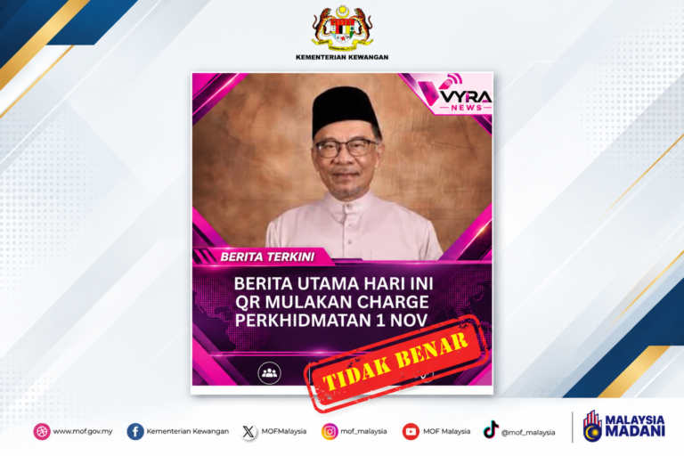 Dakwaan caj QR mulai November ini palsu – Kementerian Kewangan